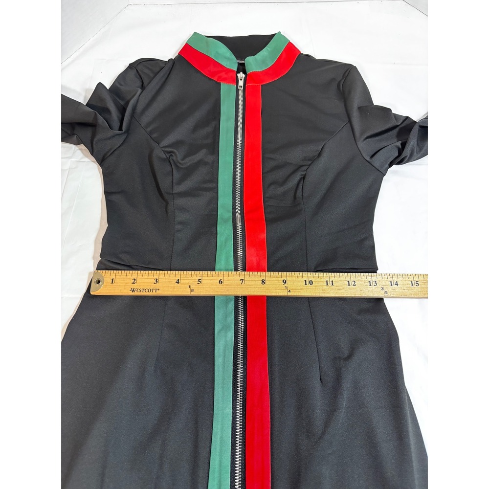 Francesca Bettini Made in Italy Red Green Stripe Zip Front Dress NWOT Small - Picture 5 of 11
